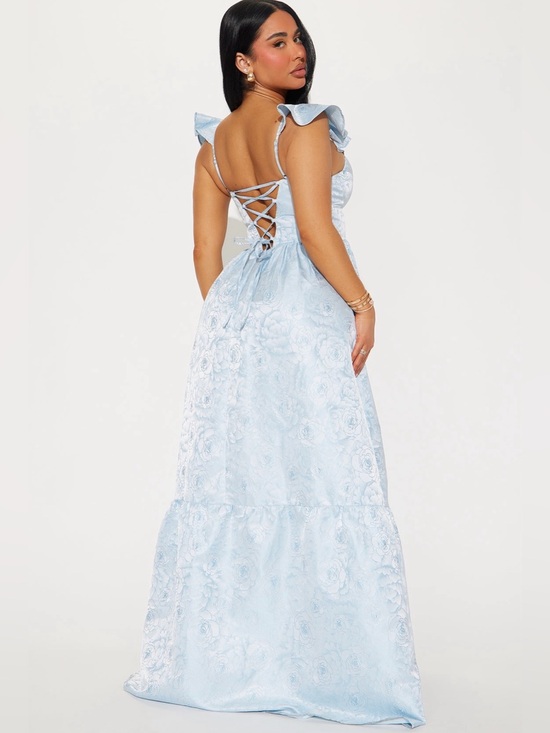 Fashion Nova Dresses & Skirts - Fashion Nova Light Blue Floral Lace-Up Maxi Dress